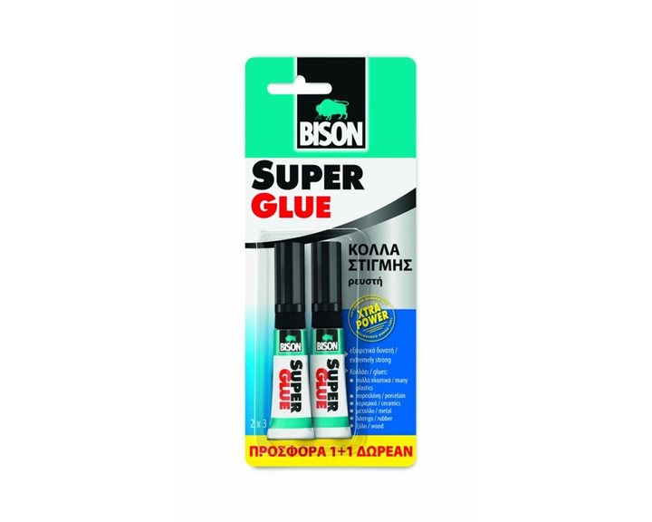 Κόλλα Στιγμής Bison Super Glue Extra Power Προσφορά 1+1 Δώρο