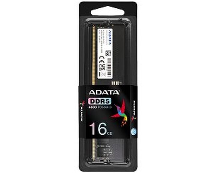 ADATA RAM DIMM 16GB AD5U480016G-S, DDR5, 4800MHz, CL40, SINGLE TRAY, LTW. AD5U480016G-S