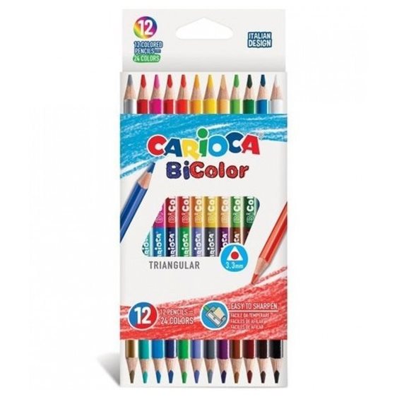 Ξυλομπογιές Carioca Bicolor 12τμχ (24χρωμ)