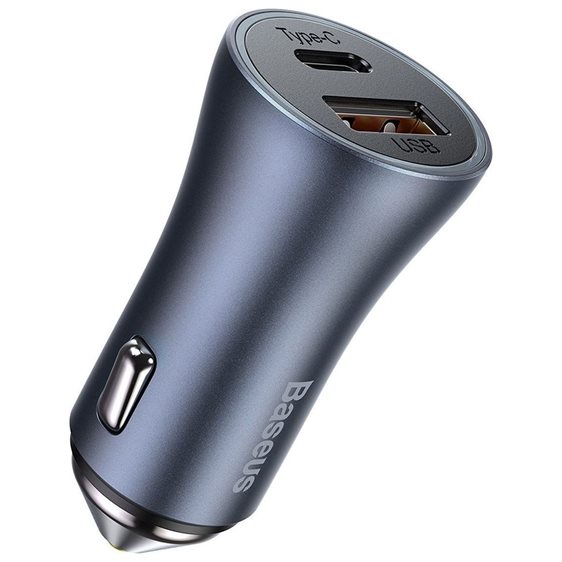 Baseus Car Charger Golden Contactor Pro Dual Quick Charger U+C Power Delivery 3.0 Quick Charge 4, SCP FCP AFC 40W Dark Gray (CCJD-0G) (BASCCJD-0G)