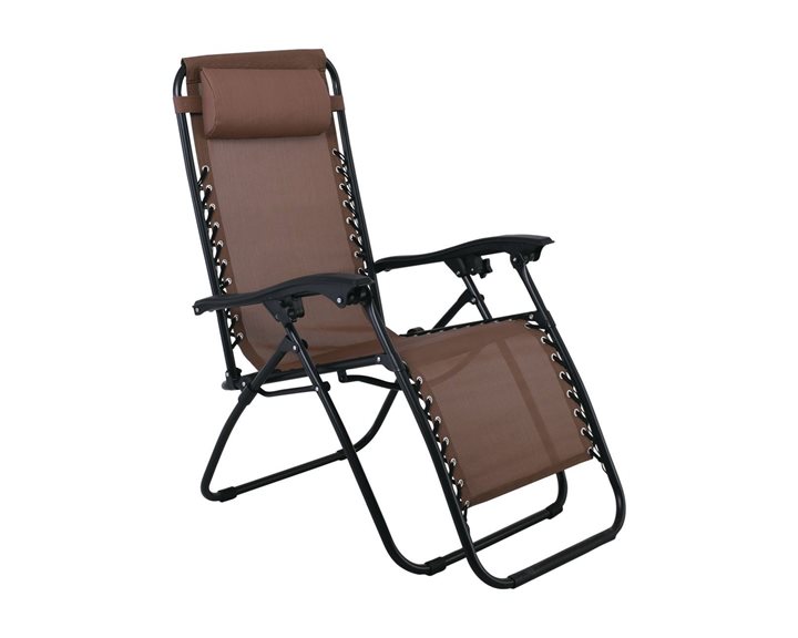 Super Relax Πολυθρόνα Με Υποπόδιο, Μέταλλο Βαφή Ανθρακί, Textilene Καφέ Ε618,1