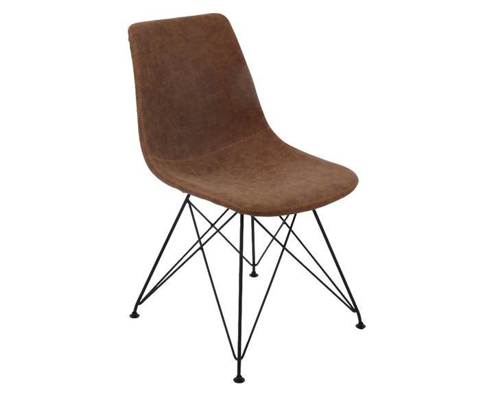 PANTON Καρέκλα Μέταλλο Βαφή Μαύρο, PU Vintage Brown ΕΜ777,2