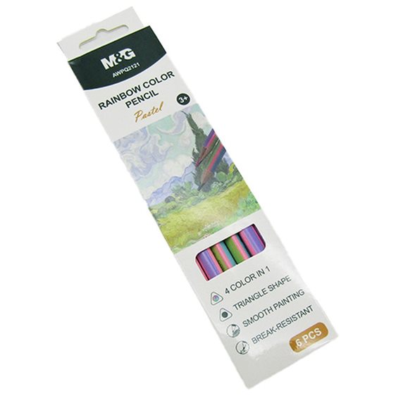 Ξυλομπογιά M&G 4χρώμη Pastel 6τμχ. AWPQ2121
