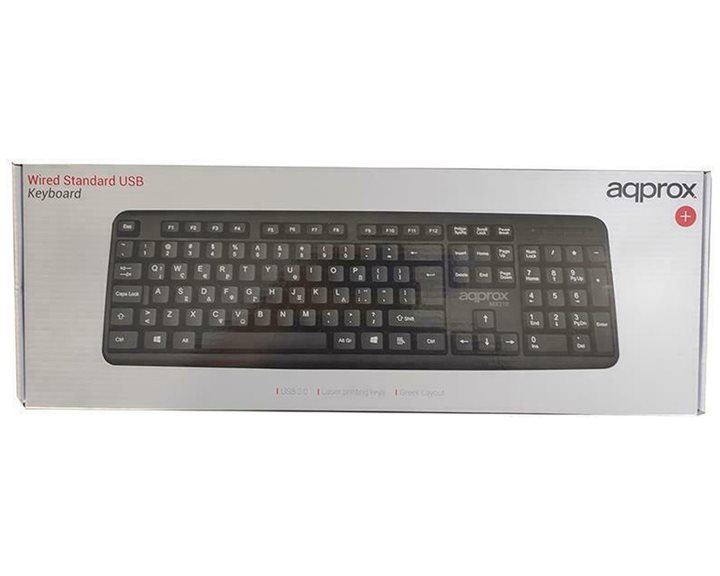 Approx Keyboard Appmx220gr, Wired, USB, Black, GR Dsp, 2YW. Appmx220gr