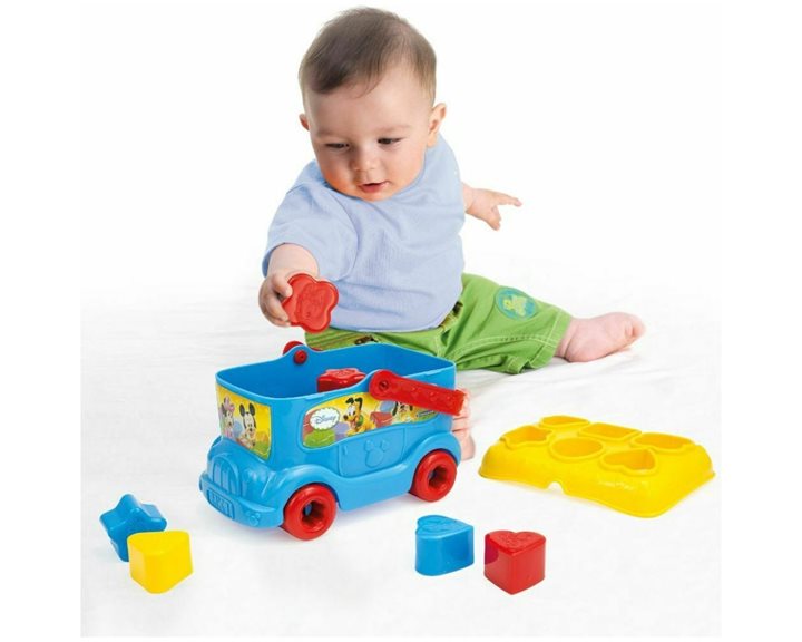 Clementoni Baby As Company Βρεφικό Παιχνίδι Mickey Λεωφορειάκι Με Σχήματα Για 10+ Μηνών