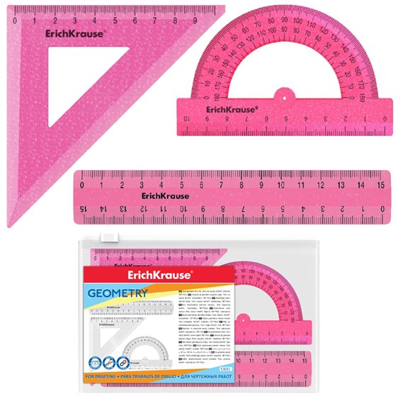 Γεωμετρικό Σετ ErichKrause Standard 15cm Pink 55537