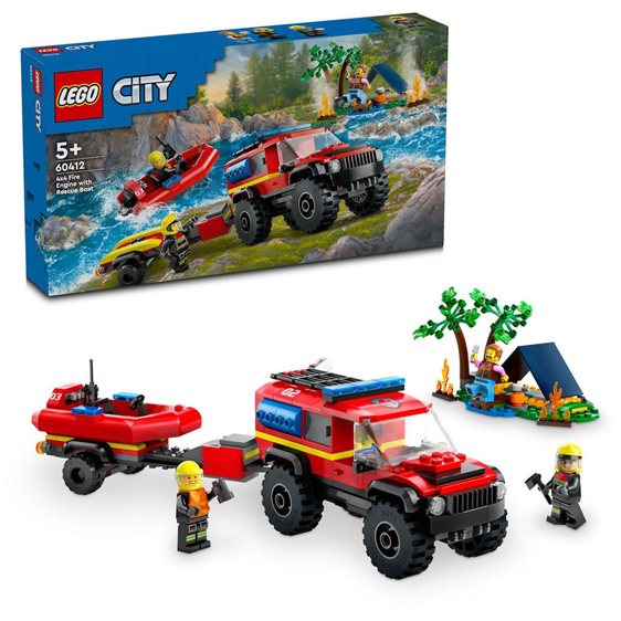 Lego City Πυροσβεστικό Όχημα 4x4 Με Φουσκωτό Διάσωσης 60412