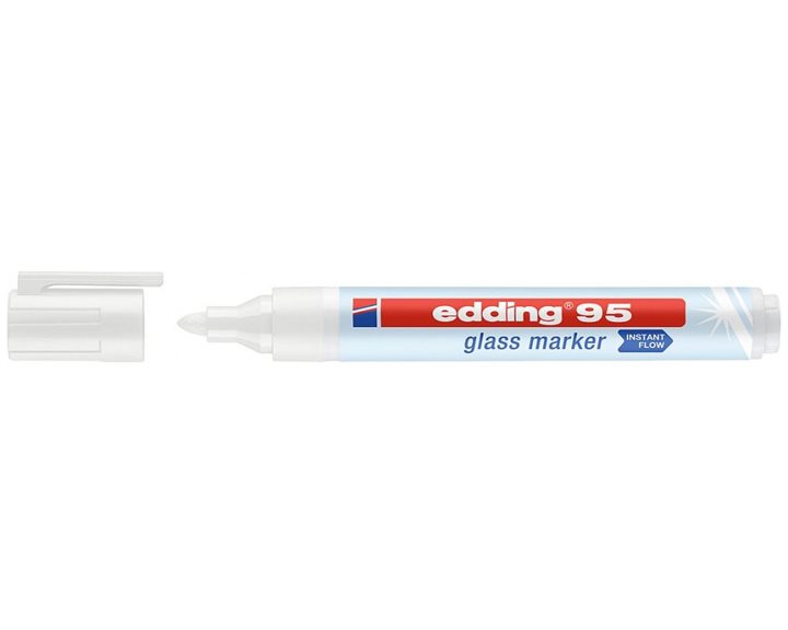 Μαρκαδόρος Edding 95 Glass Marker Στρογ.Μύτη 1.5-3mm Λευκός