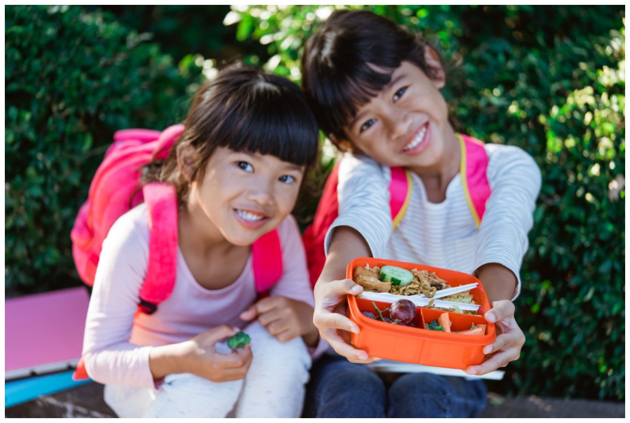 Παιδιά με σχολικό lunch box με διαχωριστικά για οργανωμένο κολατσιό.
