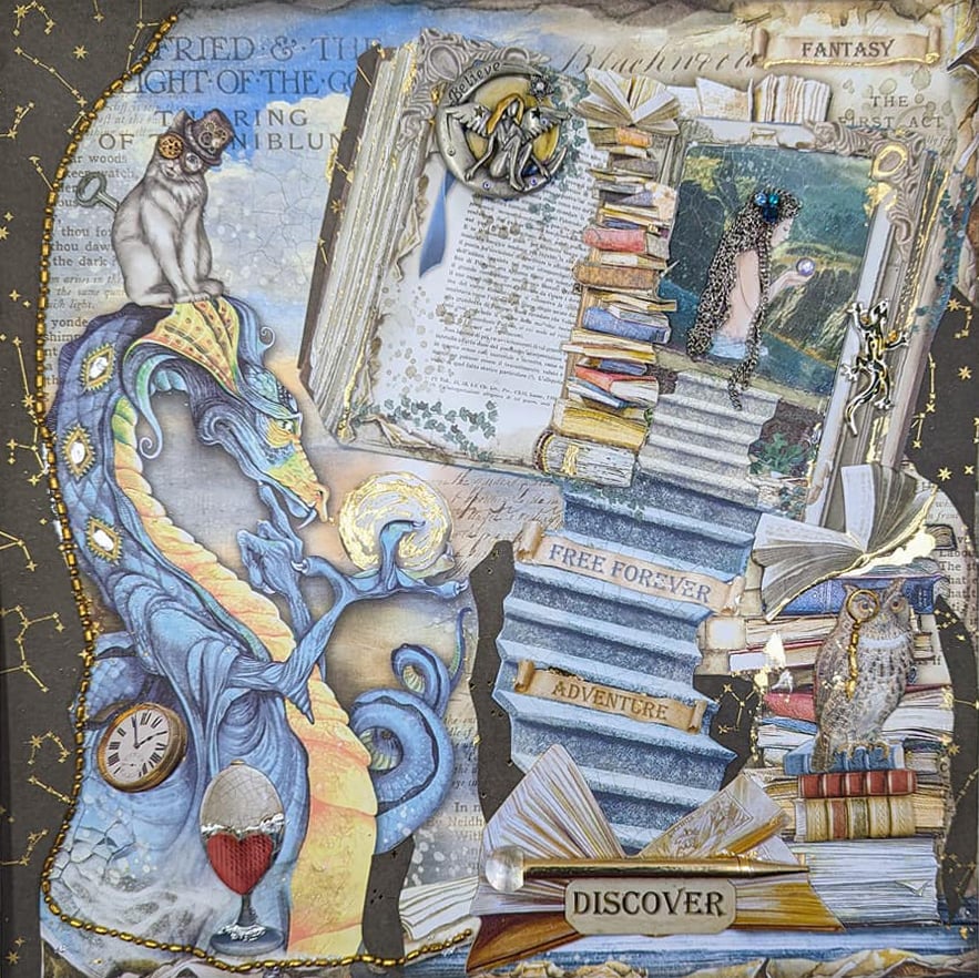 Stamperia mixed media project με βιβλία, rice paper και fantasy αισθητική