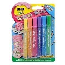 Κόλλα UHU Glitter Glue 6x10ml Παστέλ Χρώματα  Κόλλες