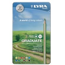 Ξυλομπογιές Lyra Graduate 3.8mm Μεταλλική Κασετίνα 12 Τμχ.  Ξυλομπογιές