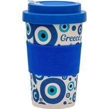 Ποτήρι Bamboo AegeanArt με Καπάκι Σχέδιο Μάτι 18410209  Κούπες