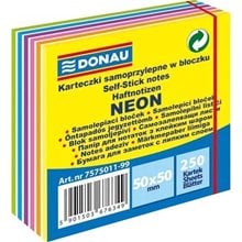 Κύβος Αυτοκόλλητος Donau Neon Κίτρινος 50x50mm 250φ. 7575011-99  Post It - Χαρτάκια