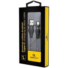 CABLEXPERT PREMIUM COTTON BRAIDED TYPE-C USB CHARGING AND DATA CABLE 1M BLACK/WHITE RETAIL PACK  Καλώδια-Adapters