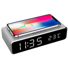 GEMBIRD DIGITAL ALARM CLOCK WITH WIRELESS CHARGING FUNCTION SILVER  Gadgets