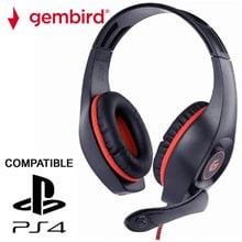 GEMBIRD GAMING HEADSET WITH VOLUME CONTROL PC/PS4 RED-BLACK  Gaming Headsets