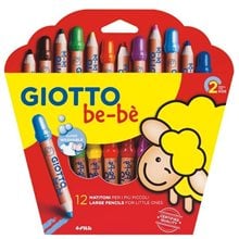 Ξυλομπογιές Giotto Bebe 12τεμ ASS και Ξύστρα σε Blister  Ξυλομπογιές