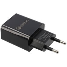 Lamtech Quick Charger USB3.0 18W With Micro USB Cable 1M Black  Φορτιστές