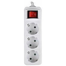LAMTECH POWER STRIP WITH SWITCH 3 OUTLETS WHITE 1.5M  Πολύμπριζα - UPS