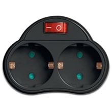 LAMTECH POWER SOCKET SPLITTER WITH 2 SCHUKO OUTLETS & ON/OFF SWITCH BLACK  Πολύμπριζα - UPS