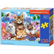 Παζλ Castorland 120 Τμχ. Kittens With Flowers 32x23cm B-13524-1  Παζλ Παιδικά