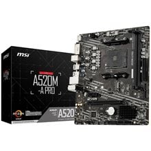MSI MB A520M-A PRO, SOCKET AMD AM4, CS AMD A520, 2 DIMM SOCKETS DDR4, DVI-D/HDMI, PCI-E GEN 3.0, GIGABIT LAN, MICRO-ATX, 3YW.  Μητρικές κάρτες