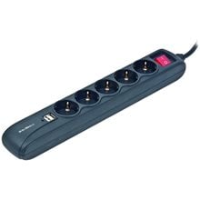ENERGENIE POWER STRIP WITH 2 USB CHARGER 5 SOCKETS 1,5m USB 2A BLACK  Πολύμπριζα - UPS
