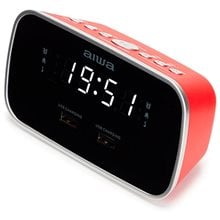 AIWA DUAL ALARM CLOCK RADIO WITH 2 CHARGING USB PORTS RED  Ρολόγια