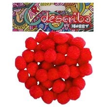 Pompons Describo 25mm Σετ 50τεμ. Κόκκινο  Υλικά Κατασκευών & DIY