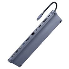 CABLEXPERT USB TYPE-C 11IN1 MULTIPORT ADAPTER (USB HUB+HDMI+VGA+PD+CARD READER+LAN+3.5MM) SPACE GREY  Card Readers - Usb Hubs
