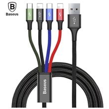 Baseus Rapid Braided USB to 2x Lightning / Type-C / micro USB Cable Πολύχρωμο 1.2m (CA1T4-A01) (BASCA1T4A01)  Φορτιστές - Καλώδια