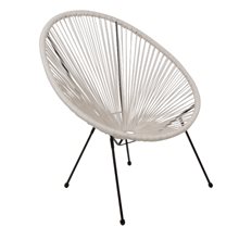 Acapulco Πολυθρόνα Μέταλλο Βαφή Μαύρο, Rattan Άσπρο Ε245,1  Καναπέδες - Καρέκλες - Πολυθρόνες