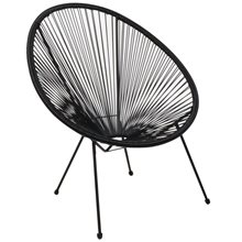 ACAPULCO Πολυθρόνα Μέταλλο Βαφή Μαύρο, Plastic Rattan Μαύρο Ε245,2  Καναπέδες - Καρέκλες - Πολυθρόνες