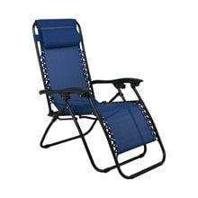 SUPER RELAX Πολυθρόνα με Υποπόδιο, Μέταλλο Βαφή Μαύρο, Textilene Μπλε Ε618,2  Ξαπλώστρες - Αιώρες - Κούνιες