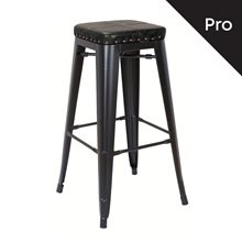 RELIX Σκαμπό Bar-Pro, Στοιβαζόμενο, Μέταλλο Βαφή Μαύρο Matte, Pu Μαύρο Ε5190P,15M  Bar Τραπέζια & Σκαμπώ