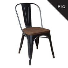 RELIX Wood Καρέκλα-Pro, Στοιβαζόμενη, Μέταλλο Βαφή Μαύρο, Κάθισμα Dark Oak Ε5191W,11  Καρέκλες Τραπεζαρίας & Κουζίνας