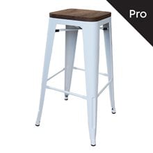 RELIX Wood Σκαμπό Bar-Pro, Στοιβαζόμενο, Μέταλλο Βαφή Άσπρο, Κάθισμα Dark Oak Ε5190W  Bar Τραπέζια & Σκαμπώ