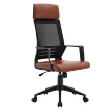 BF2500 Πολυθρόνα Γραφείου Διευθυντή Mesh Μαύρο - Pu Καφέ ΕΟ607,3  Καθίσματα Διευθυντικά