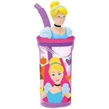 Ποτήρι Πλαστικό με Καλαμάκι 3D 360ml Disney Princess 530-51266  Θερμός - Παγούρια