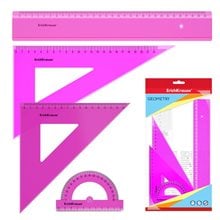 Γεωμετρικό Σετ ErichKrause Neon 30cm Ροζ 53018  Ειδικά Γεωμετρικά