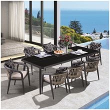 Jardin Τραπεζαρία Alu Ανθρακί, Hpl Μαύρο, Rope Μπεζ: Τραπέζι + 8 Πολυθρόνες Με Μαξιλάρια Ε6742,S2  Τραπεζαρίες Σετ