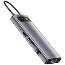 Baseus Gleam USB-C Docking Station με HDMI 4K PD Ethernet και συνδεση 2 Οθονών Γκρι (CAHUB-CU0G) (BASCAHUB-CU0G)  Docking Stations Laptop