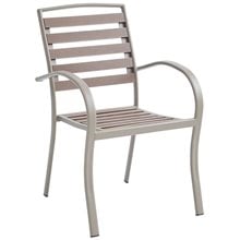 SERRANO Πολυθρόνα Κήπου Μέταλλο Βαφή Sand Beige, Polywood Καρυδί, Στοιβαζόμενη Ε6892,1  Καναπέδες - Καρέκλες - Πολυθρόνες