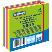 Κύβος Αυτοκόλητος Donau Neon Πράσινο76x76mm 6χρωμ. 400φ.7574031-99  Post It - Χαρτάκια