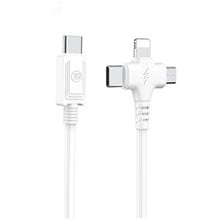 Lamtech 3 In 1 Charging Type-C Cable To Type-C/Lightning/Micro USB 1m White  Φορτιστές - Καλώδια