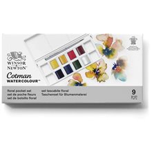 Winsor & Newton Cotman Κασετίνα με 8 Πλακάκια Ακουαρέλας & Πινέλο Floral  Χρώματα Ακουαρέλας