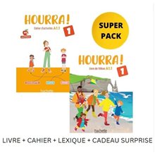 HOURRA 1 SUPER PACK (LIVRE + CAHIER + LEXIQUE + CADEAU SURPRISE)  Γαλλικά Φροντιστηριακά