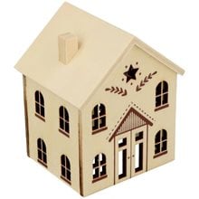 Ξύλινo Σπιτάκι 3D 7.8χ9.5εκ.  Υλικά Κατασκευών & DIY