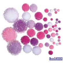 Rayher Pompons set 50τμχ Μεταλλιζέ Ροζ Λευκά Μωβ  Υλικά Χειροτεχνίας